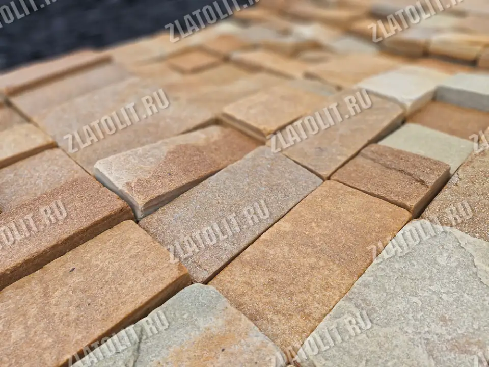 брусчатка из жёлтого златолита для мощения в наличии от производителя